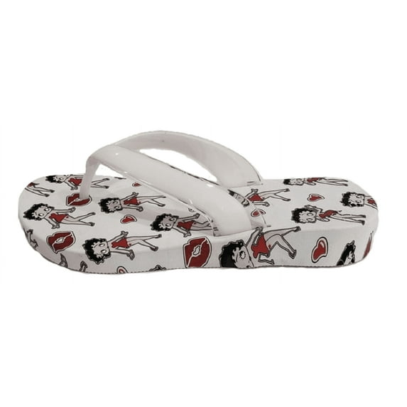Betty Boop Adult Women Flip Flop Sandal Thong Slide Wedge (Size 10 White Pose Wedge)