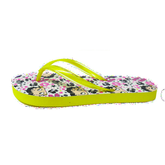 Betty Boop Adult Women Flip Flop Sandal Thong Slide Wedge (Size 10 Yellow Rubber)