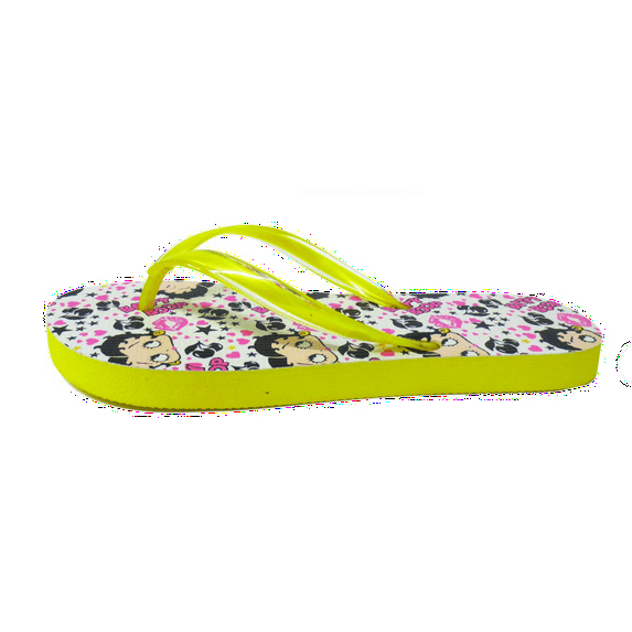 Betty Boop Adult Women Flip Flop Sandal Thong Slide Wedge (Size 6 Yellow Rubber)