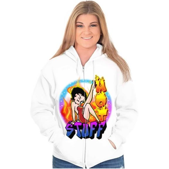 Betty Boop Air Brushed Hot Stuff Women Plus Size Zipper Hoodie Brisco Brands 5X