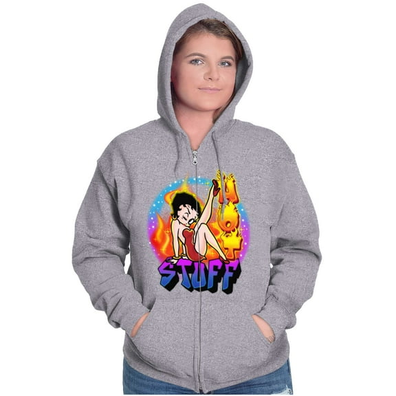 Betty Boop Air Brushed Hot Stuff Women Plus Size Zipper Hoodie Brisco Brands 5X
