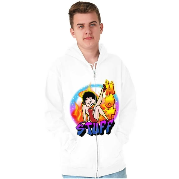 Betty Boop Air Brushed Hot Stuff Zip Hoodie Sweatshirt Women Brisco Brands S