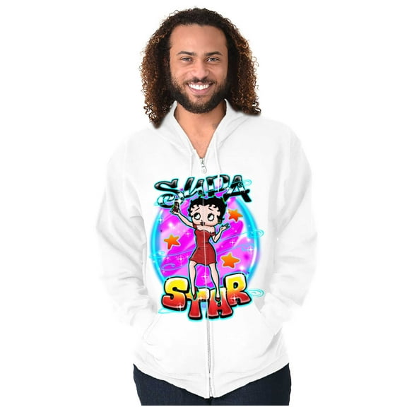 Betty Boop Air Brushed Supastar Zip Hoodie Sweatshirt Women Brisco Brands L