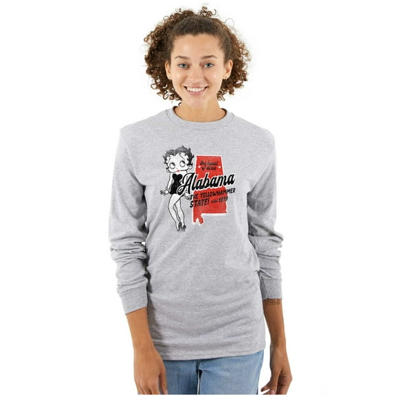 Betty Boop Alabama State Map Outline Women Plus Size Long Sleeve Tee Brisco Brands 3X