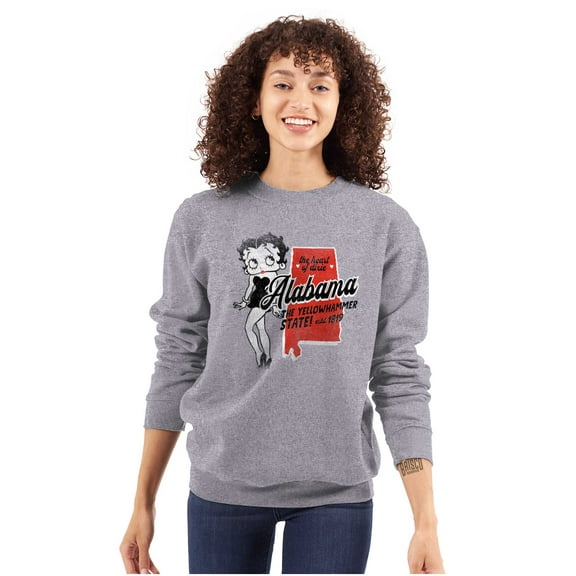 Betty Boop Alabama State Map Outline Women Plus Size Sweatshirt Brisco Brands 4X