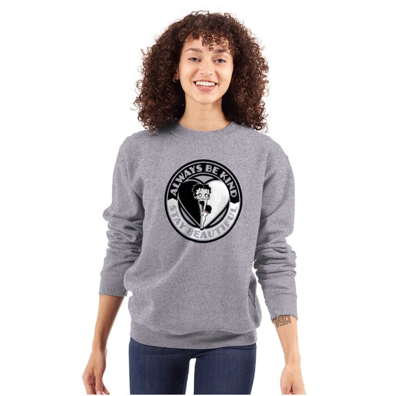 Betty Boop Always Be Kind Cute Women Crewneck Sweatshirt Brisco Brands S