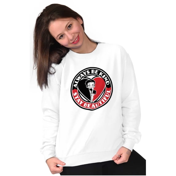 Betty Boop Always Be Kind Cute Women Crewneck Sweatshirt Brisco Brands X