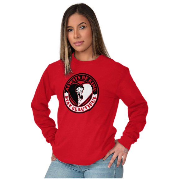 Betty Boop Always Be Kind Cute Women's Long Sleeve T Shirt Brisco Brands M