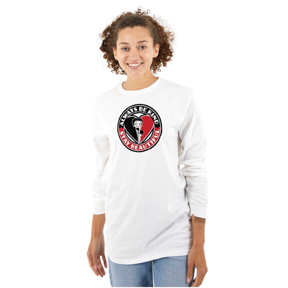 Betty Boop Always Be Kind Cute Women's Long Sleeve T Shirt Brisco Brands S