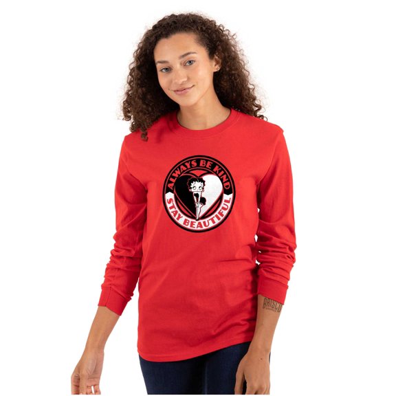 Betty Boop Always Be Kind Cute Women's Long Sleeve T Shirt Brisco Brands X