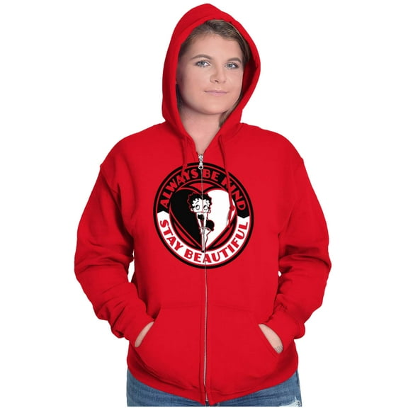 Betty Boop Always Be Kind Cute Zip Hoodie Sweatshirt Women Brisco Brands M