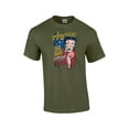 thumbnail image 1 of Betty Boop America Land of the Free Home of the Brave Distressed Unisex Short Sleeve T-shirt Graphic Tee Graphic Tee-Military-large, 1 of 4