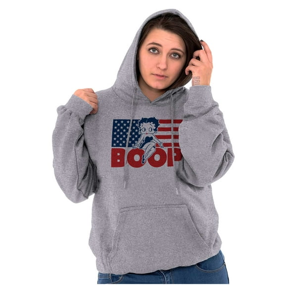 Betty Boop American Flag Patriotic Hoodie Sweatshirt Women Brisco Brands S