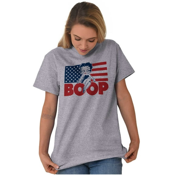 Betty Boop American Flag Patriotic Women's Graphic T Shirt Tees Brisco Brands S