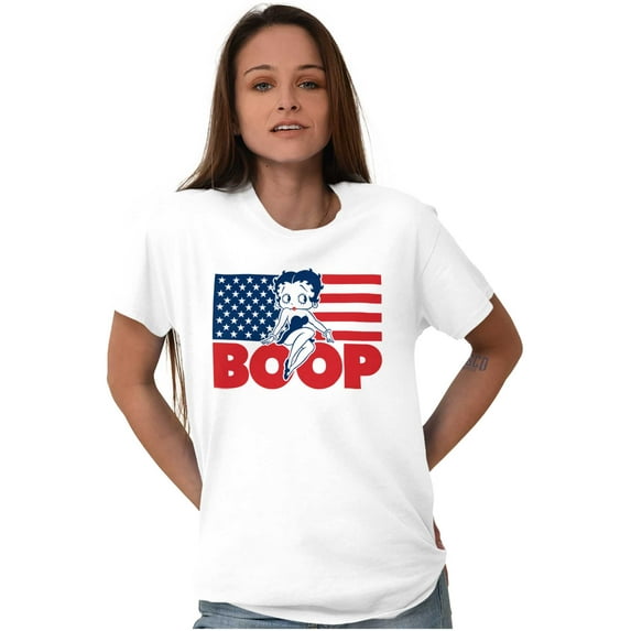Betty Boop American Flag Patriotic Women's Graphic T Shirt Tees Brisco Brands S