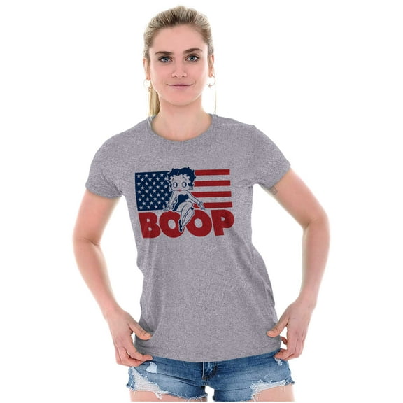 Betty Boop American Flag Patriotic Women's T Shirt Ladies Tee Brisco Brands S