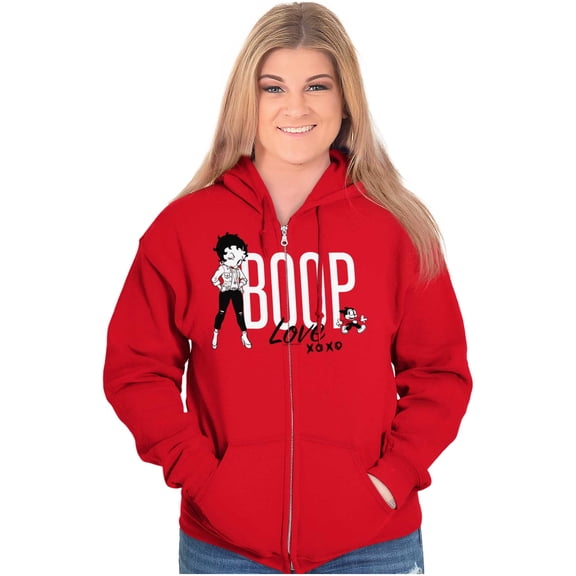 Betty Boop And Bimbo Love Hugs Zip Hoodie Sweatshirt Women Brisco Brands L