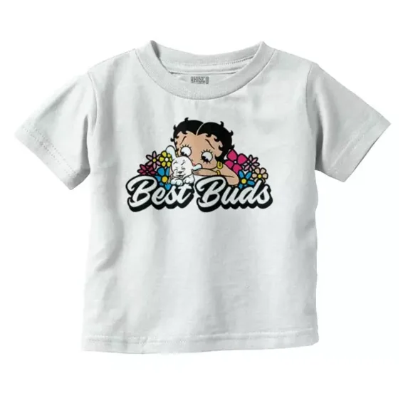 Betty Boop And Pudgy Best Buds Retro Cartoon Toddler T Shirt TODDLER SHORT SLEEVE TEE BELLA CANVAS 3001T