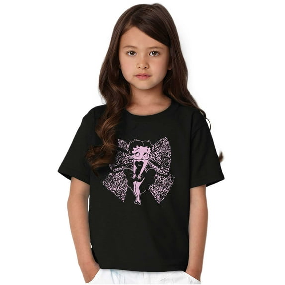 Betty Boop Animal Print Bow Cartoon Girls Kids T Shirt Tees Teen Brisco Brands S