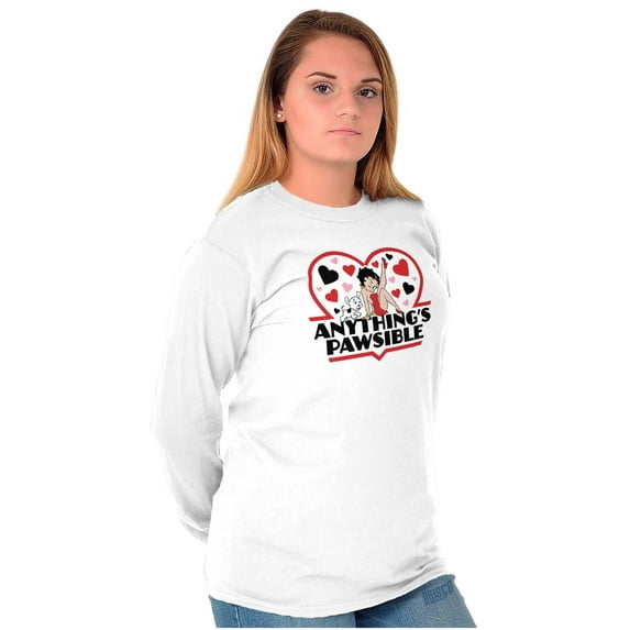 Betty Boop Anythings Possible Pun Women Plus Size Long Sleeve Tee Brisco Brands 2X