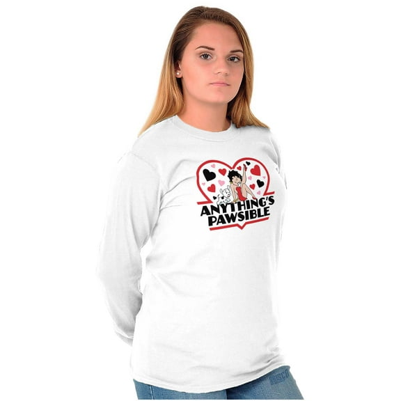 Betty Boop Anythings Possible Pun Women's Long Sleeve T Shirt Brisco Brands S
