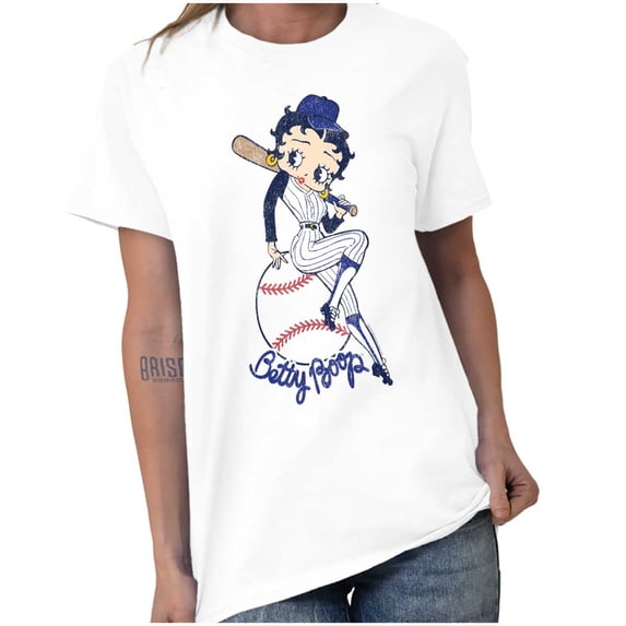 Betty Boop Athletic Baseball Player Short Sleeve Women's Graphic Tee Brisco Brands S