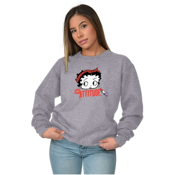 Betty Boop Attitude Cartoon Character Women Crewneck Sweatshirt Brisco Brands S