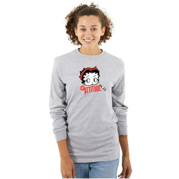 Betty Boop Attitude Cartoon Character Women Plus Size Long Sleeve Tee Brisco Brands 3X