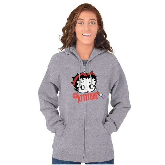Betty Boop Attitude Cartoon Character Zip Hoodie Sweatshirt Women Brisco Brands S