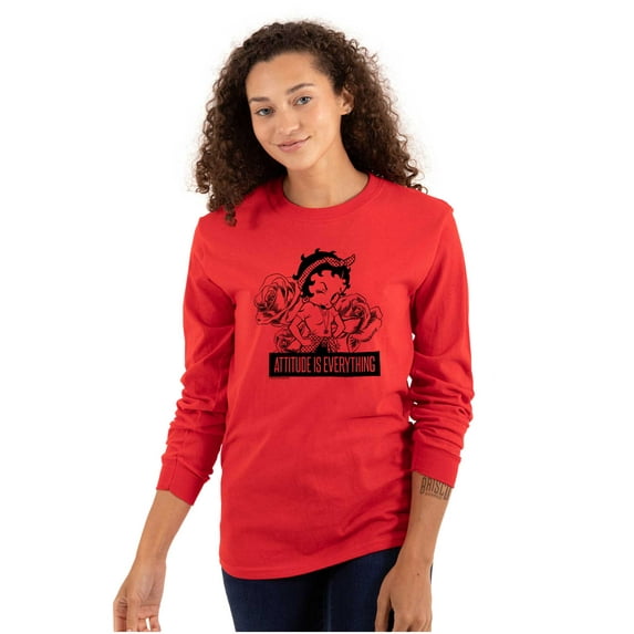 Betty Boop Attitude & Everything Women Plus Size Long Sleeve Tee Brisco Brands 3X