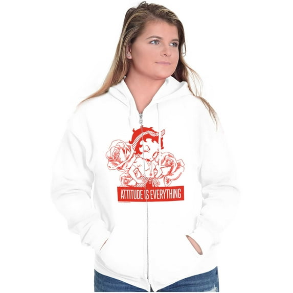 Betty Boop Attitude & Everything Zip Hoodie Sweatshirt Women Brisco Brands L
