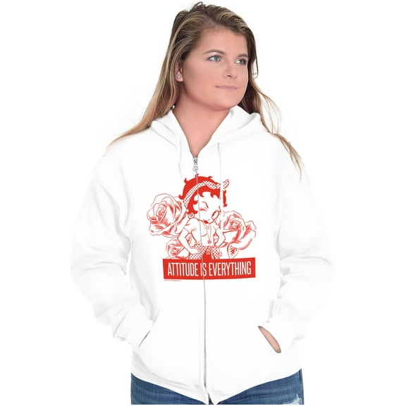 Betty Boop Attitude & Everything Zip Hoodie Sweatshirt Women Brisco Brands X