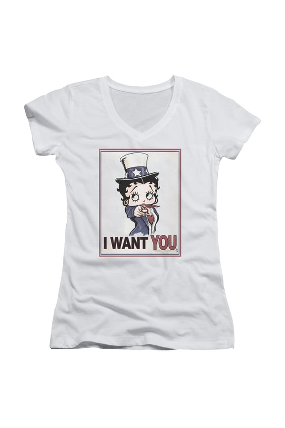 Betty Boop Auntie Boop Junior Women's T-Shirt V-Neck White