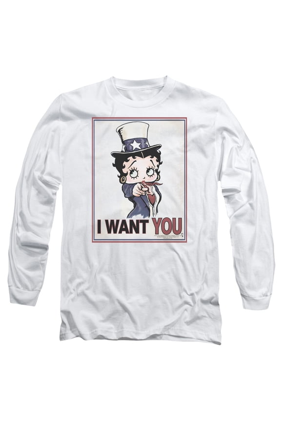 Betty Boop Auntie Boop Long Sleeve T-Shirt Adult 18/1 White