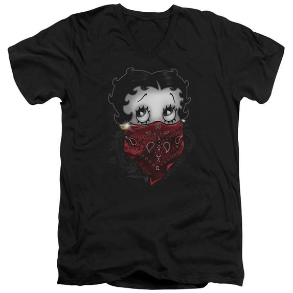 Betty Boop - Bandana & Roses - Slim Fit V Neck Shirt - Small