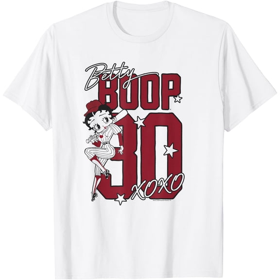Betty Boop Baseball Logo with Stars Cute Cartoon T-Shirt