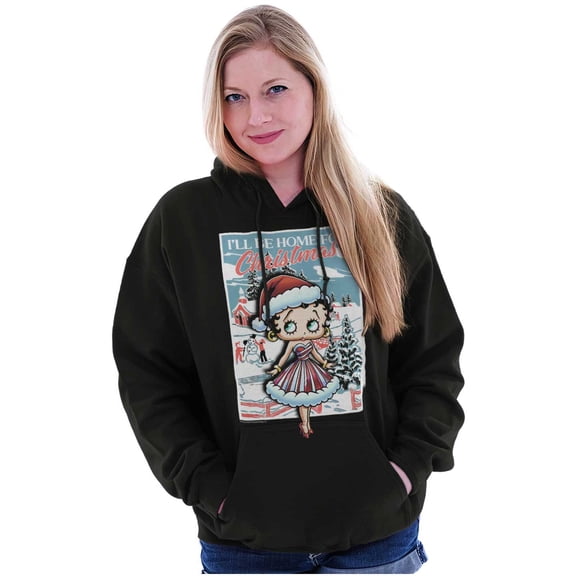 Betty Boop Be Home For Christmas Women Plus Size Hoodie Brisco Brands 3X
