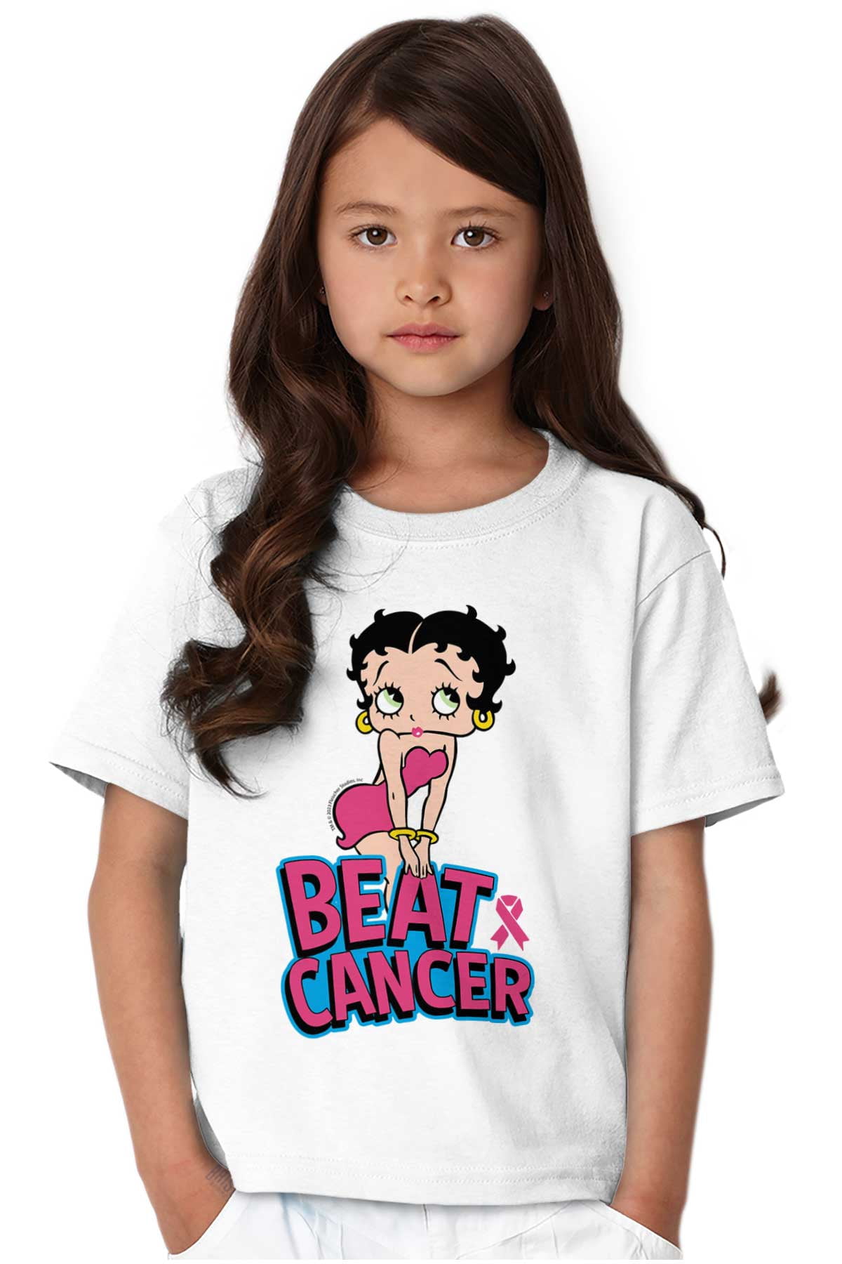 Betty Boop Beat Breast Cancer Ribbon Girls Kids T Shirt Tees Teen ...