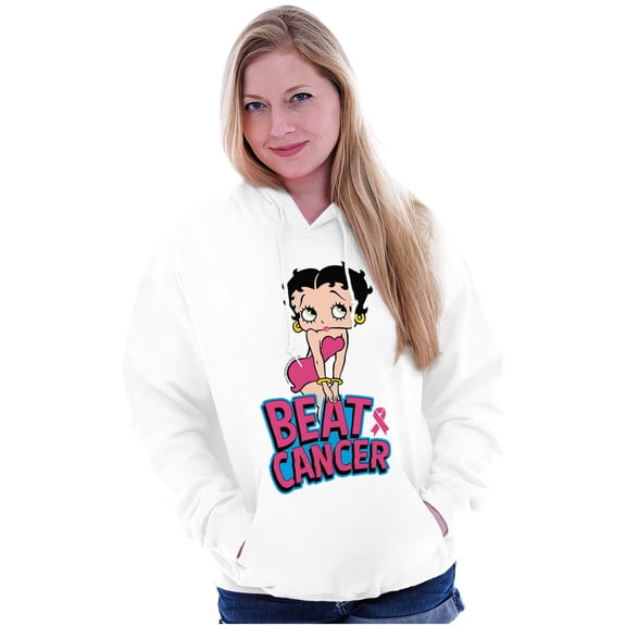 Betty Boop Beat Breast Cancer Ribbon Women Plus Size Hoodie Brisco Brands 2X