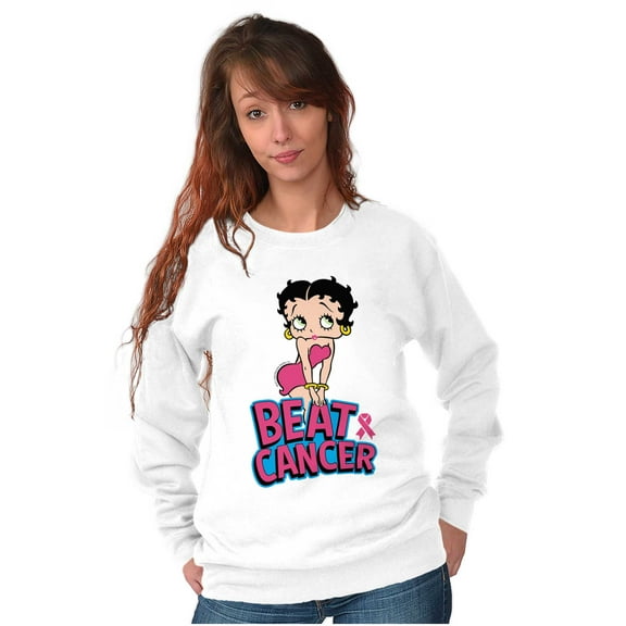 Betty Boop Beat Breast Cancer Ribbon Women Plus Size Sweatshirt Brisco Brands 2X