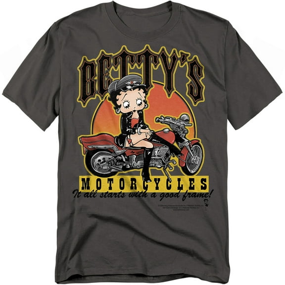 Betty Boop T-Shirt Bettys Motorcycles Unisex Graphic Tee For Men & Women Charcoal