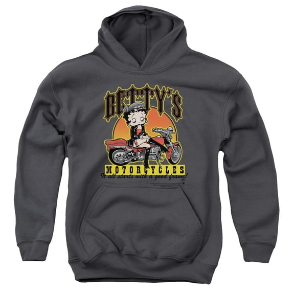 Betty Boop - Bettys Motorcycles - Youth Hooded Sweatshirt - Medium