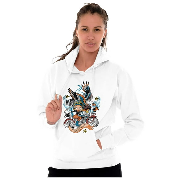 Betty Boop Biker American Eagle Hoodie Sweatshirt Women Brisco Brands M