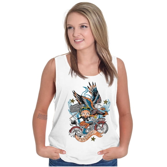 Betty Boop Biker American Eagle Women Plus Size Tank Top Brisco Brands 2X