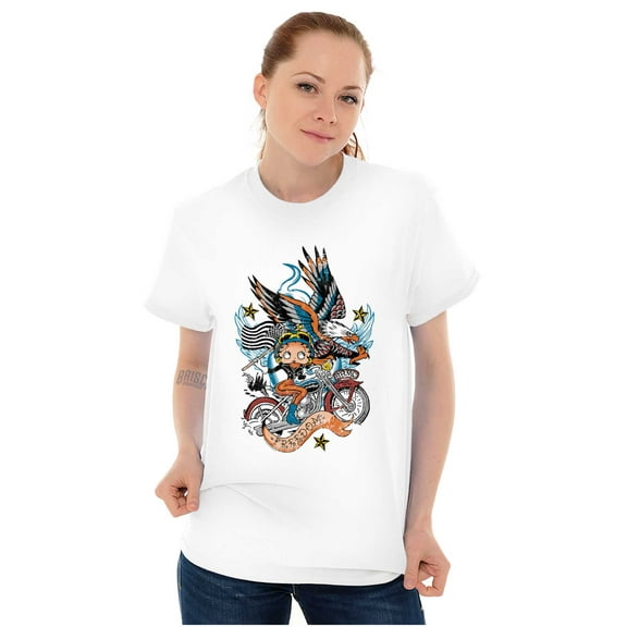 Betty Boop Biker American Eagle Women's Graphic T Shirt Tees Brisco Brands 4X
