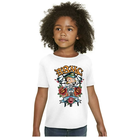 Betty Boop Biker BBMC Roses Tattoo Girls Kids T Shirt Tees Teen Brisco Brands X