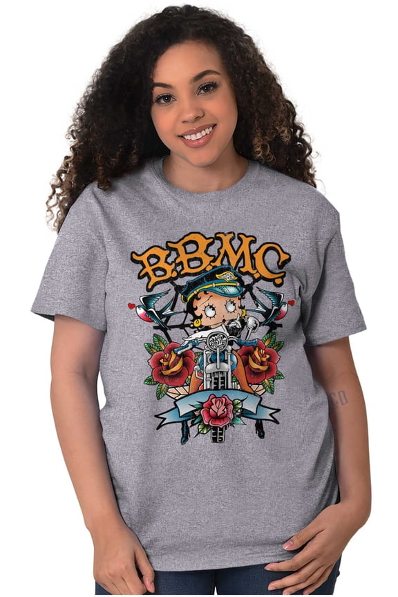 Biker BBMC Roses Tattoo Women's Graphic T Shirt Tees Brisco Brands L