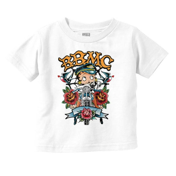 Betty Boop Biker BBMC Roses Tattoo Youth T Shirt Tee Girls Infant Toddler Brisco Brands 18M