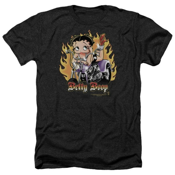 Betty Boop - Biker Flames Boop - Heather Short Sleeve Shirt - Medium