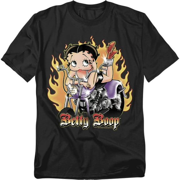Betty Boop T-Shirt Biker Flames Boop Unisex Graphic Tee For Men & Women